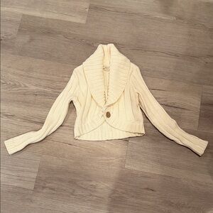 Cream Knit Cardigan with Button